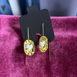 Nwot Gold and Silver Heart Earrings